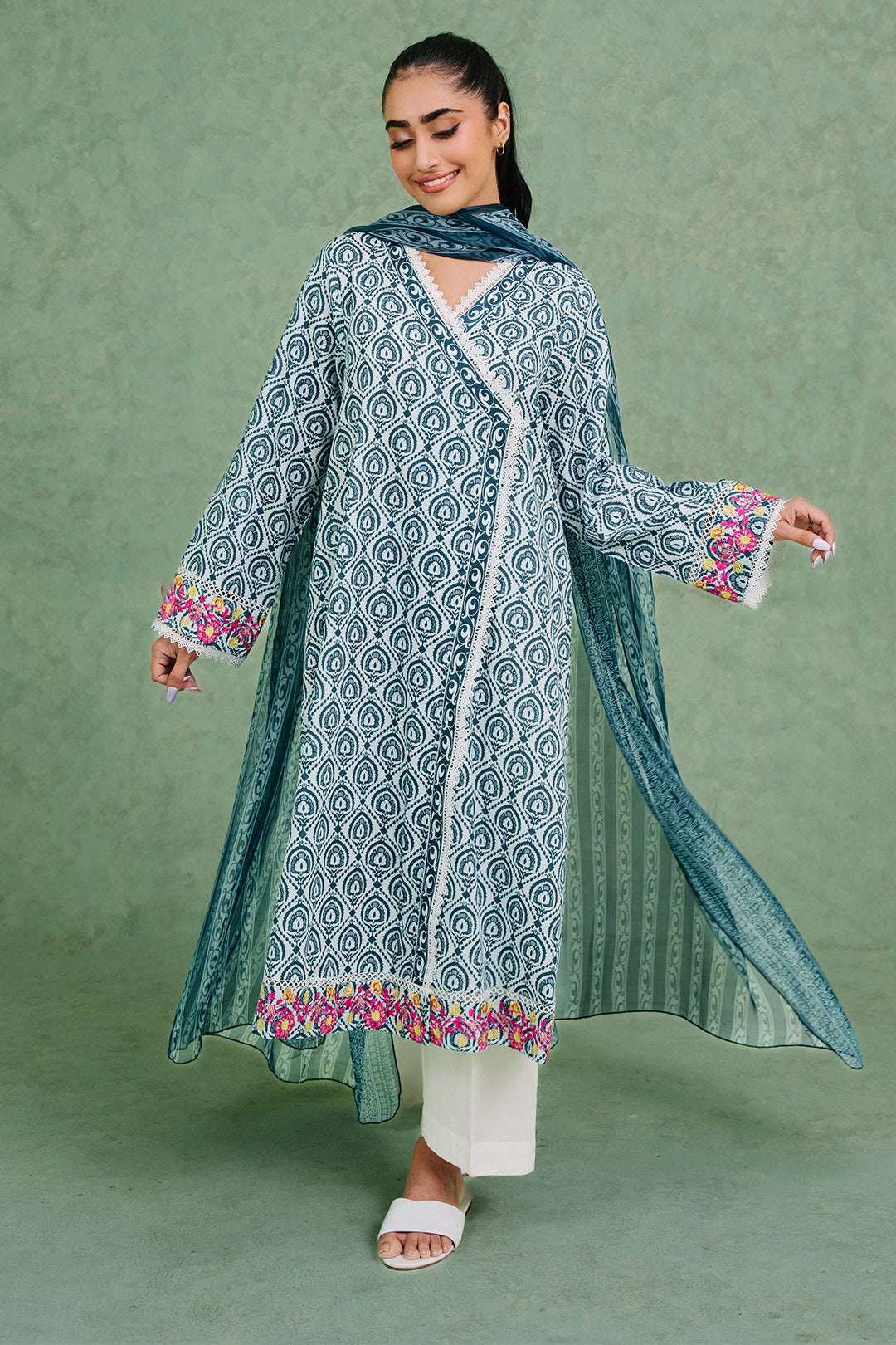 Embroidered  Kurta Dupatta - 1897