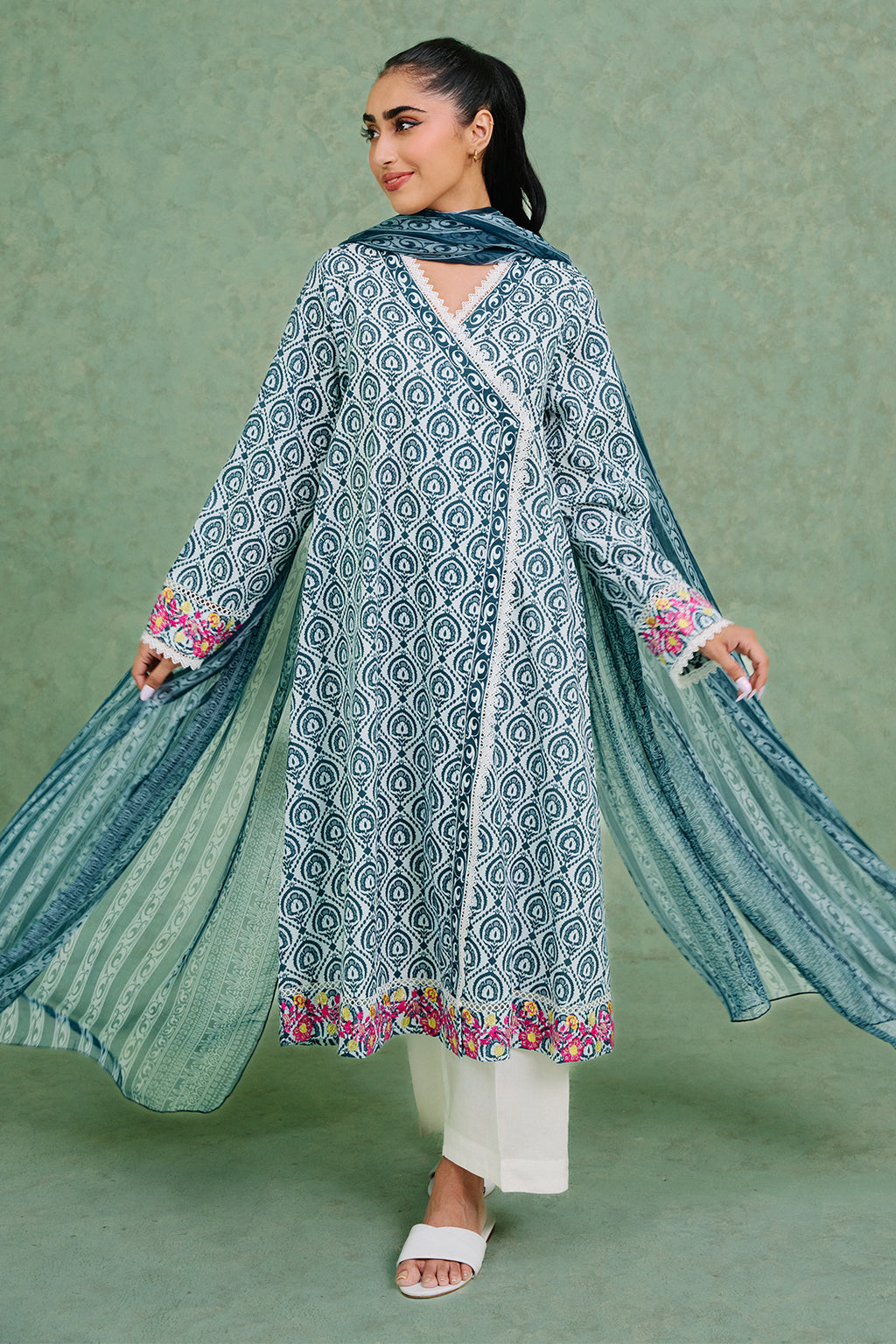 Embroidered  Kurta Dupatta - 1897