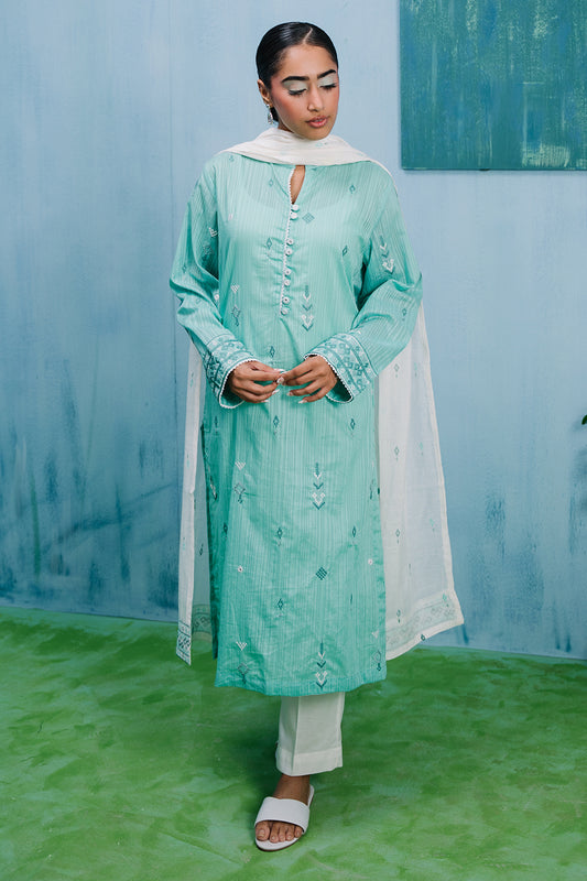 Embroidered Kurta Dupatta - 1973