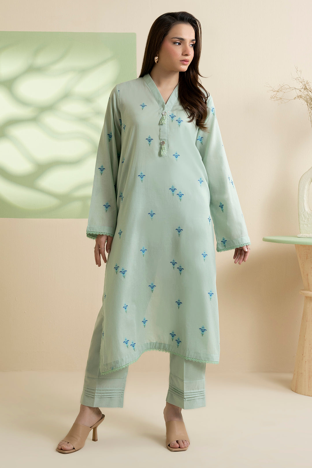 Embroidered Kurta Trouser - 1974