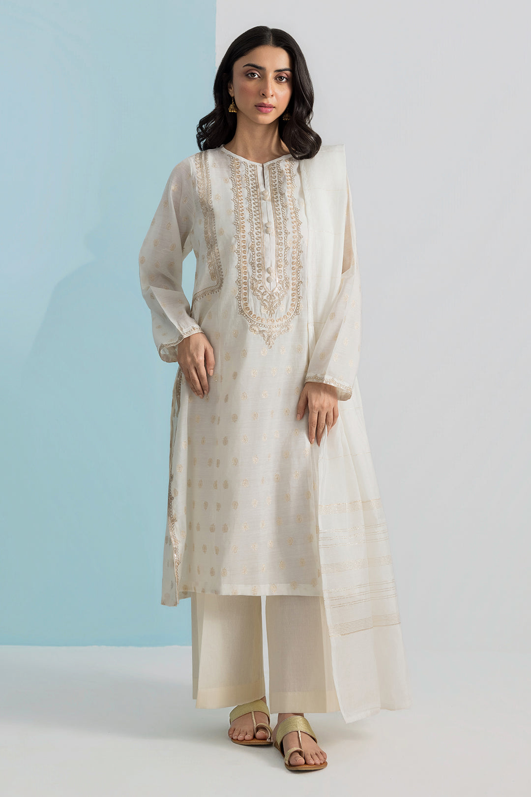 Embroidered Kurta Dupatta - 1977