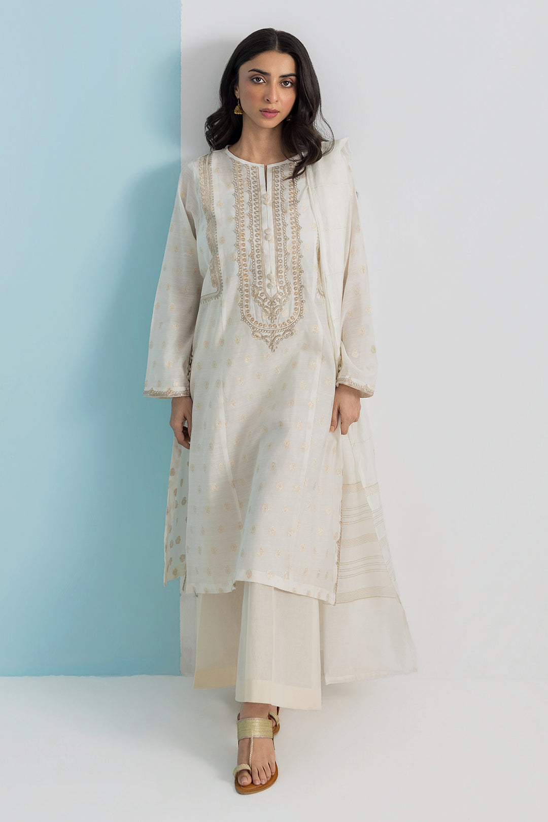 Embroidered Kurta Dupatta - 1977