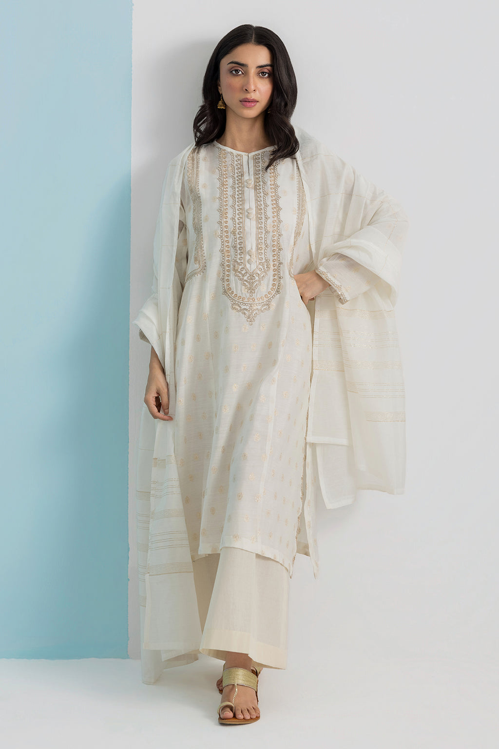 Embroidered Kurta Dupatta - 1977