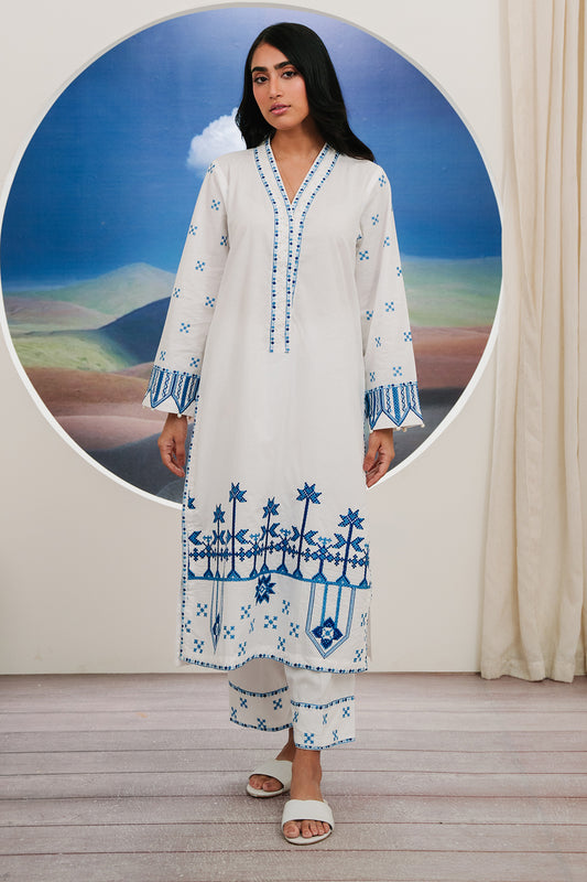 Embroidered Kurta Trouser - 1984