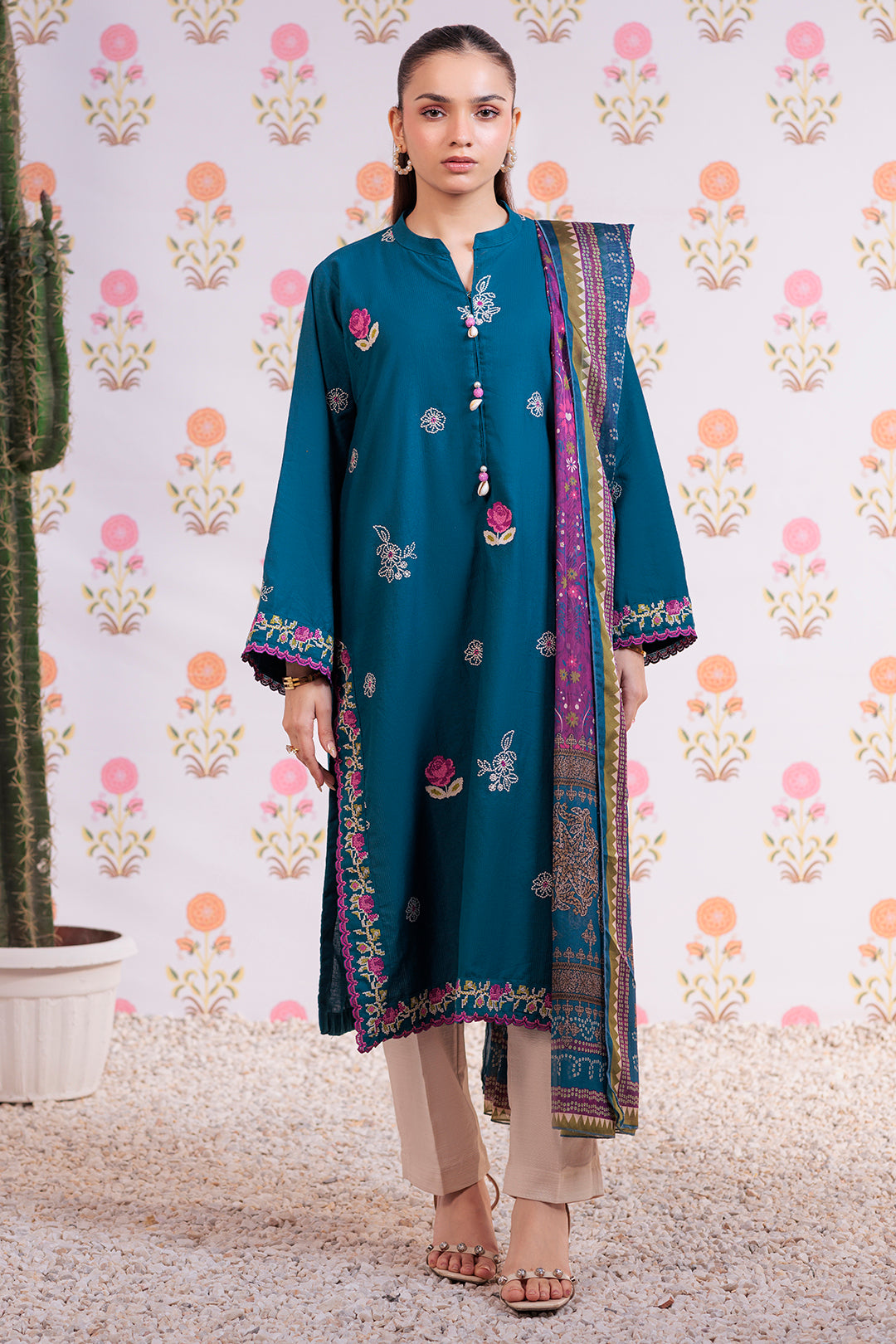 Embroidered Kurta Dupatta - 1986
