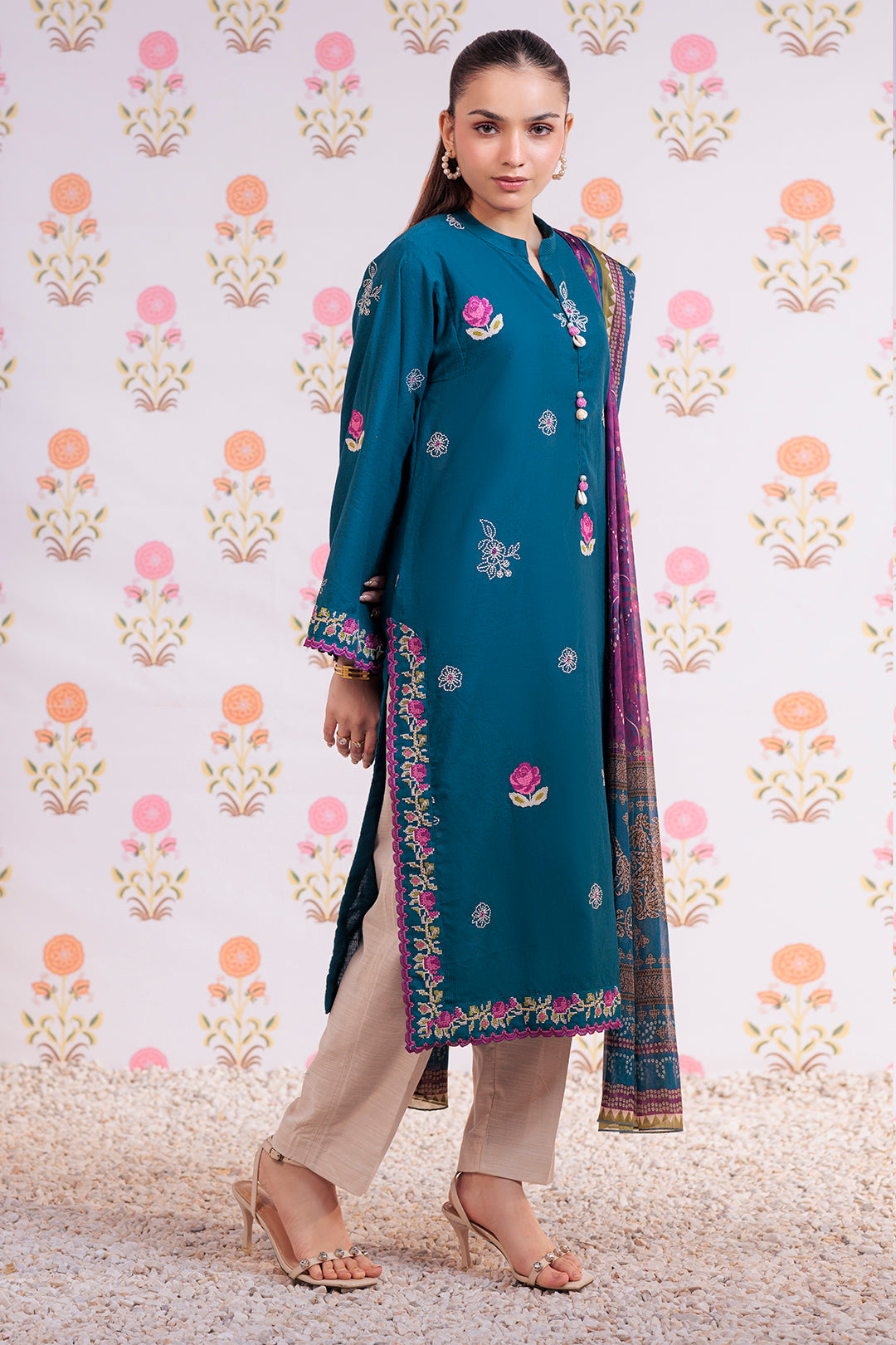 Embroidered Kurta Dupatta - 1986