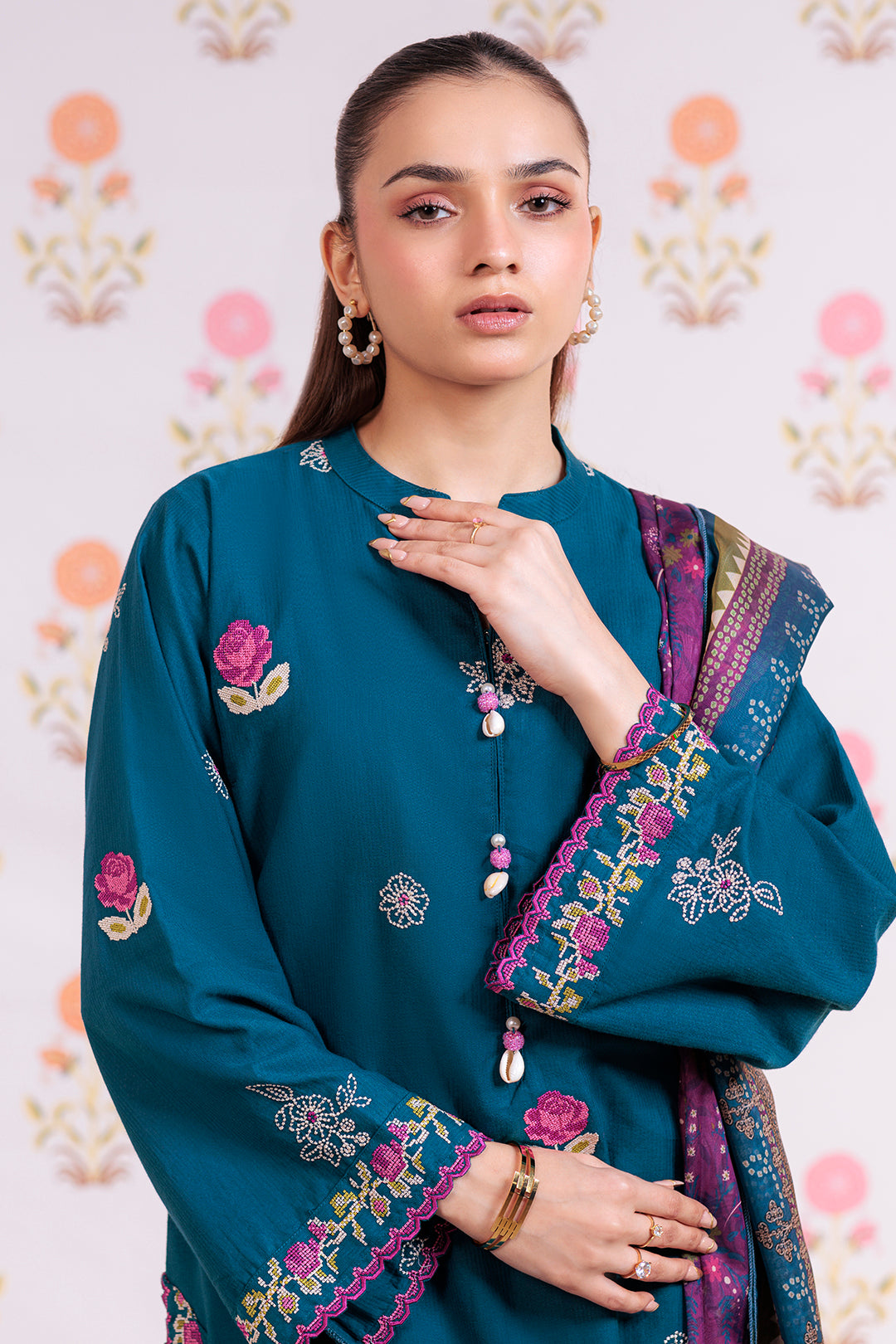 Embroidered Kurta Dupatta - 1986