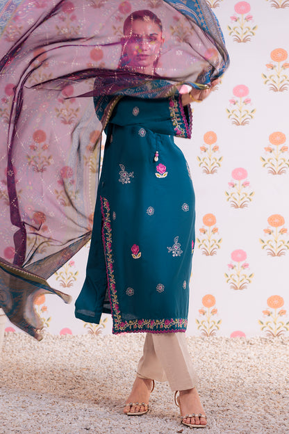 Embroidered Kurta Dupatta - 1986