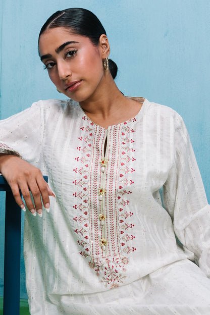 Embroidered Kurta Dupatta - 1987