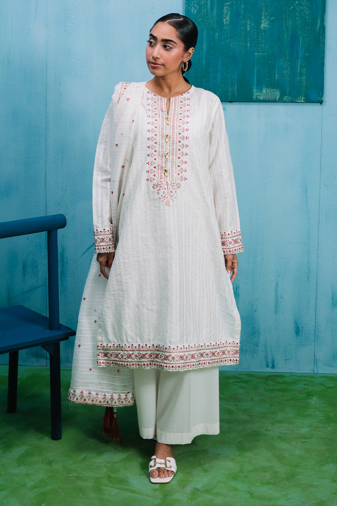 Embroidered Kurta Dupatta - 1987