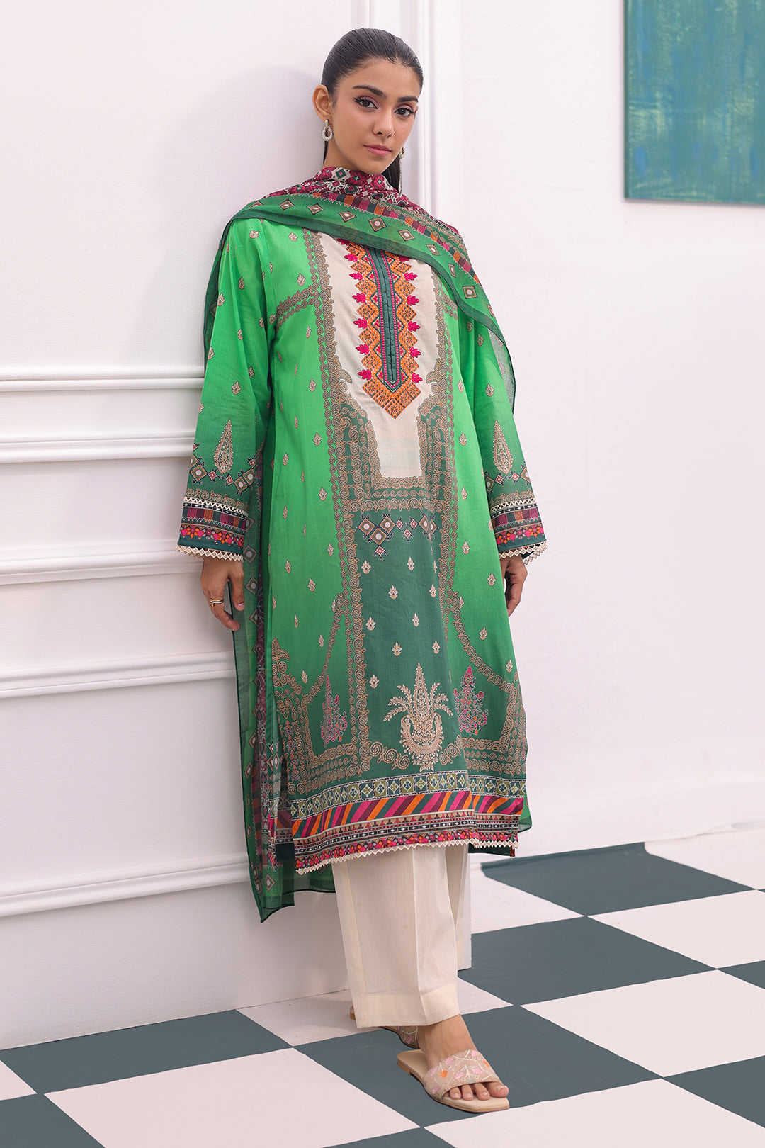 Embroidered Kurta Dupatta - 2072