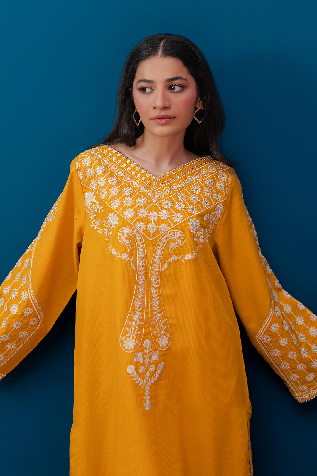 ワンピース Pakistani elegant embroidered Lawn kurta Pakistan - Saahiba By KZ Luxurious Embroidered Lawn With