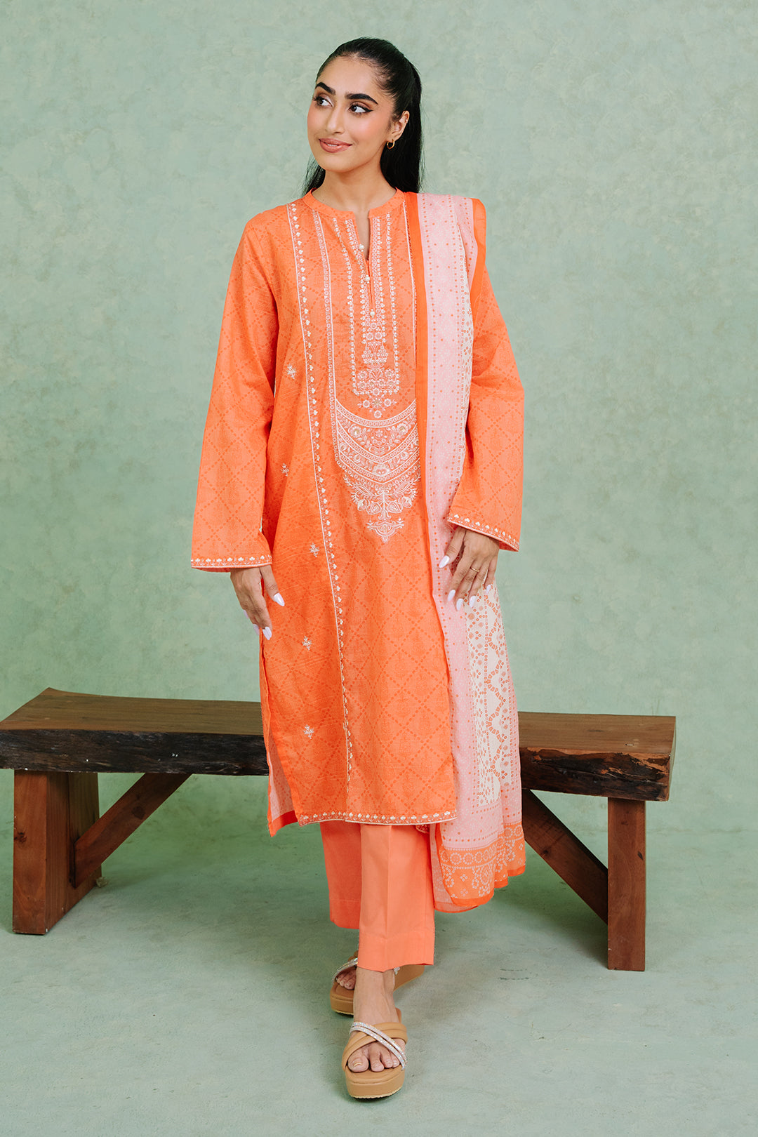 Embroidered  Kurta Dupatta Trouser - 1519