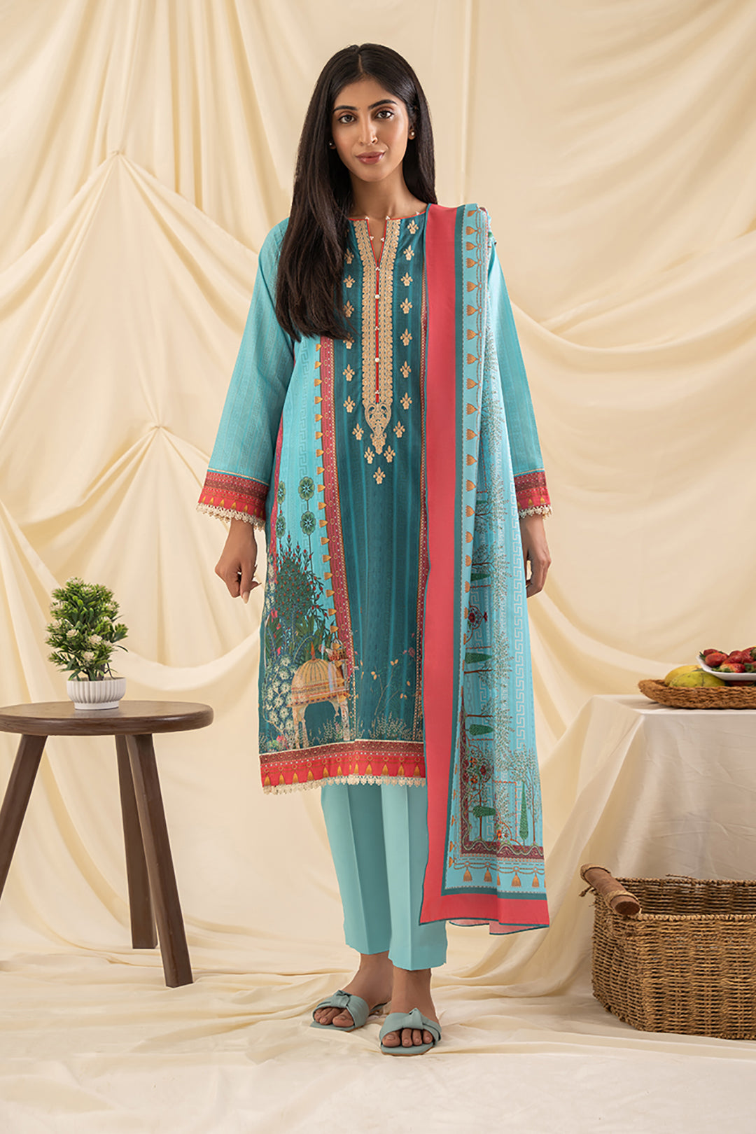 Embroidered Kurta Dupatta Trouser - 1762