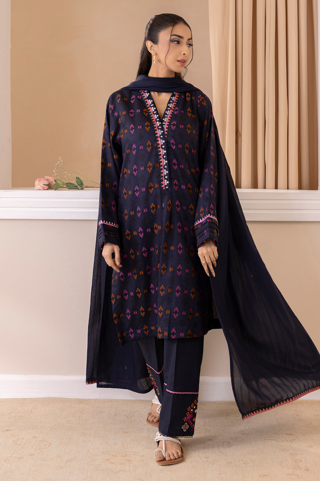 Embroidered Kurta Dupatta Trouser - 1775