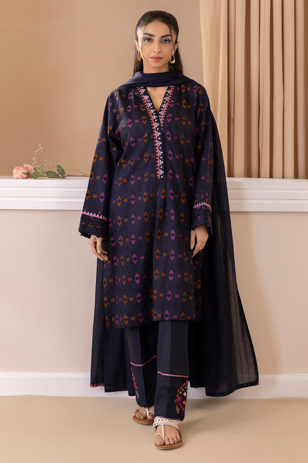Embroidered Kurta Dupatta Trouser - 1775