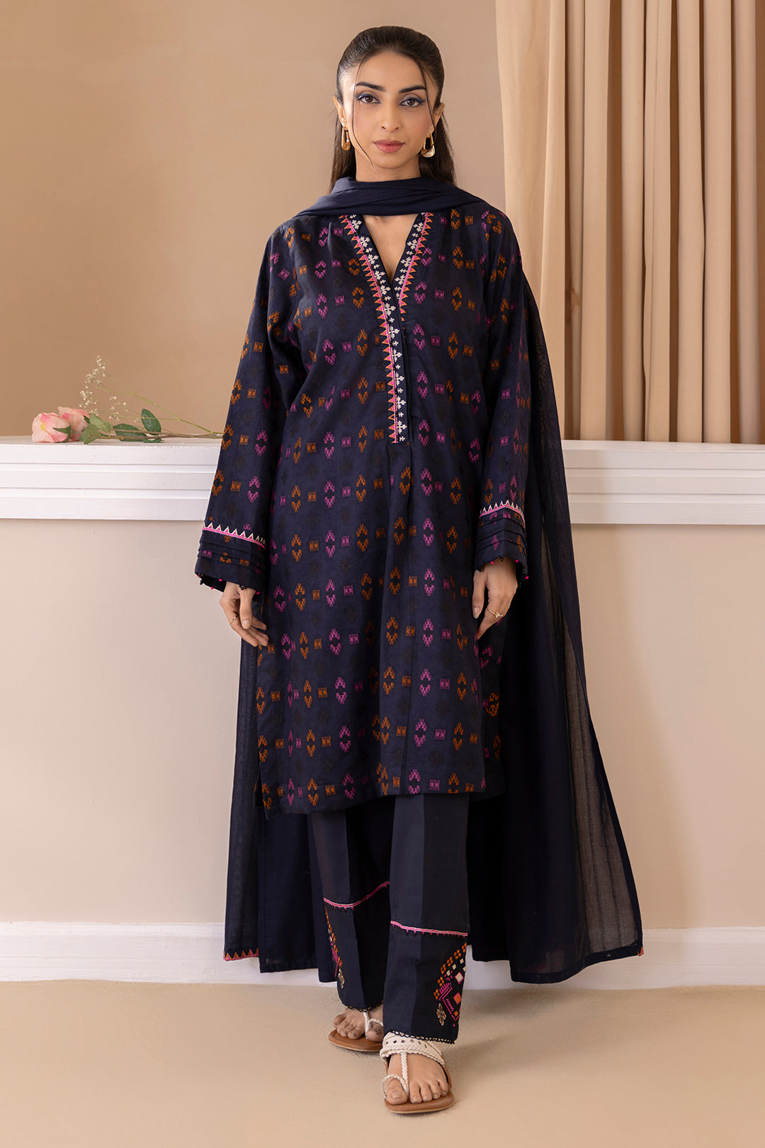 Embroidered Kurta Dupatta Trouser - 1775