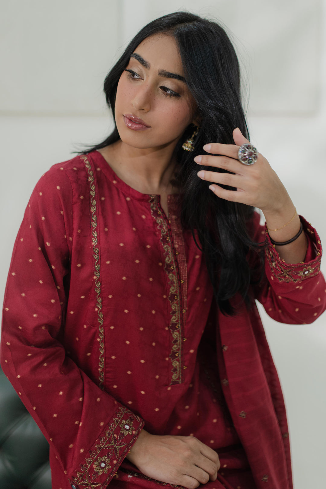 Embroidered  Kurta Dupatta Trouser - 1776