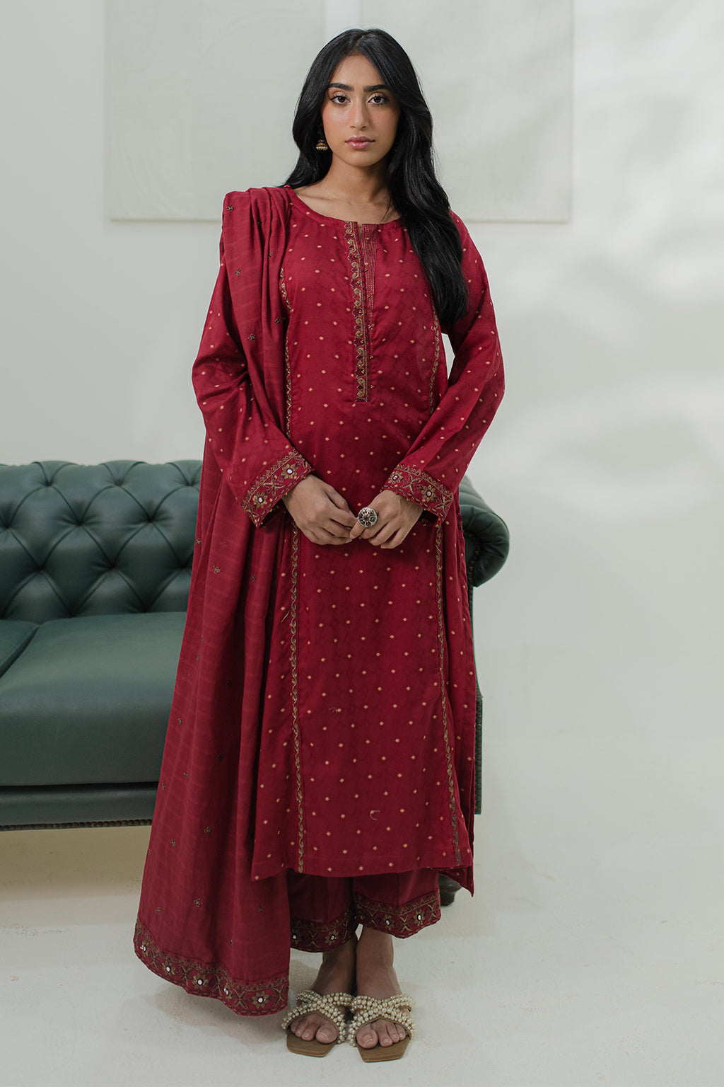 Embroidered  Kurta Dupatta Trouser - 1776