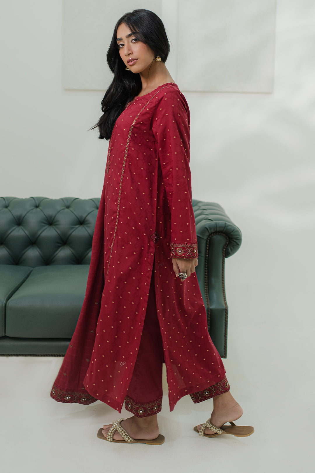 Embroidered  Kurta Dupatta Trouser - 1776