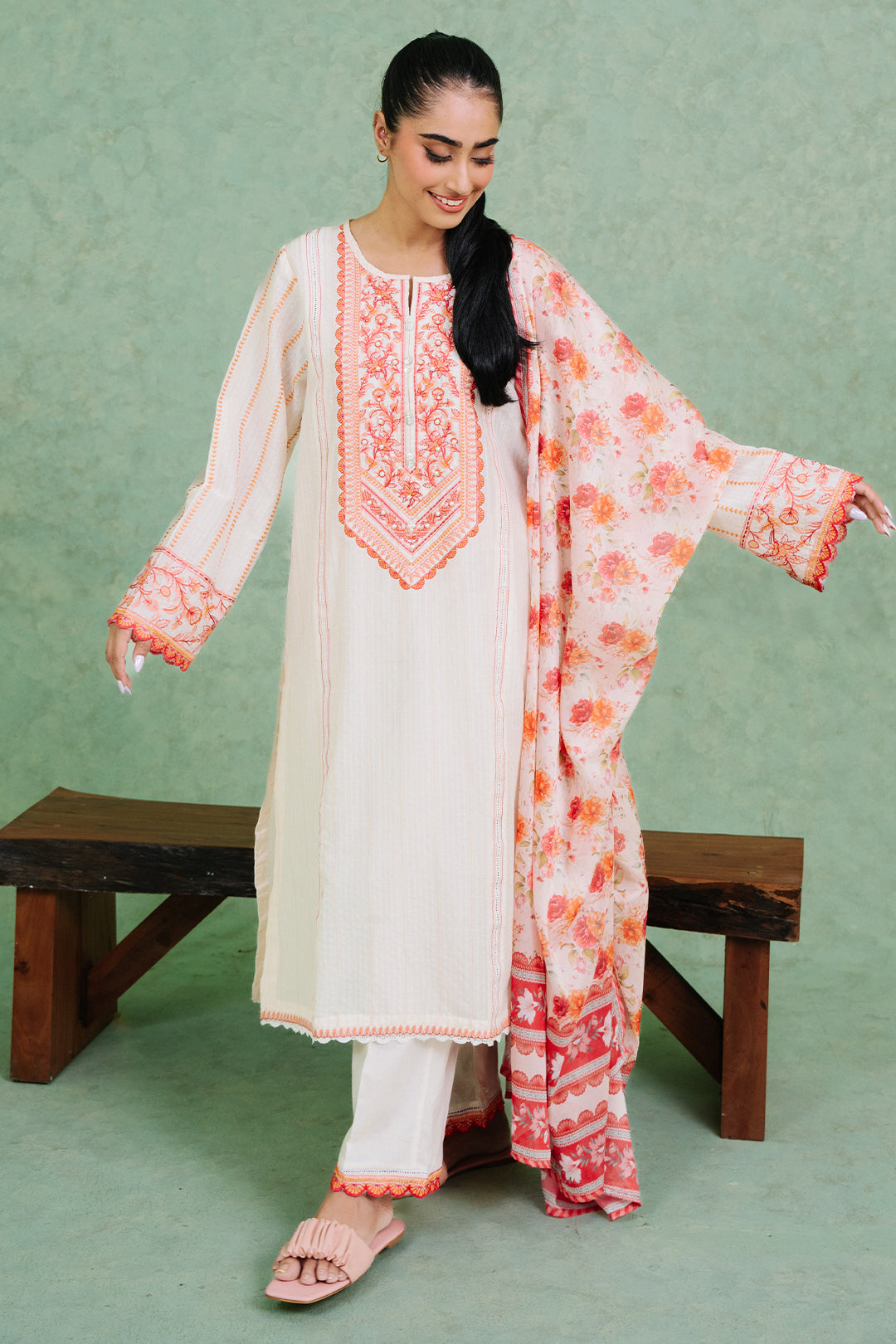 Embroidered  Kurta Dupatta Trouser - 1778