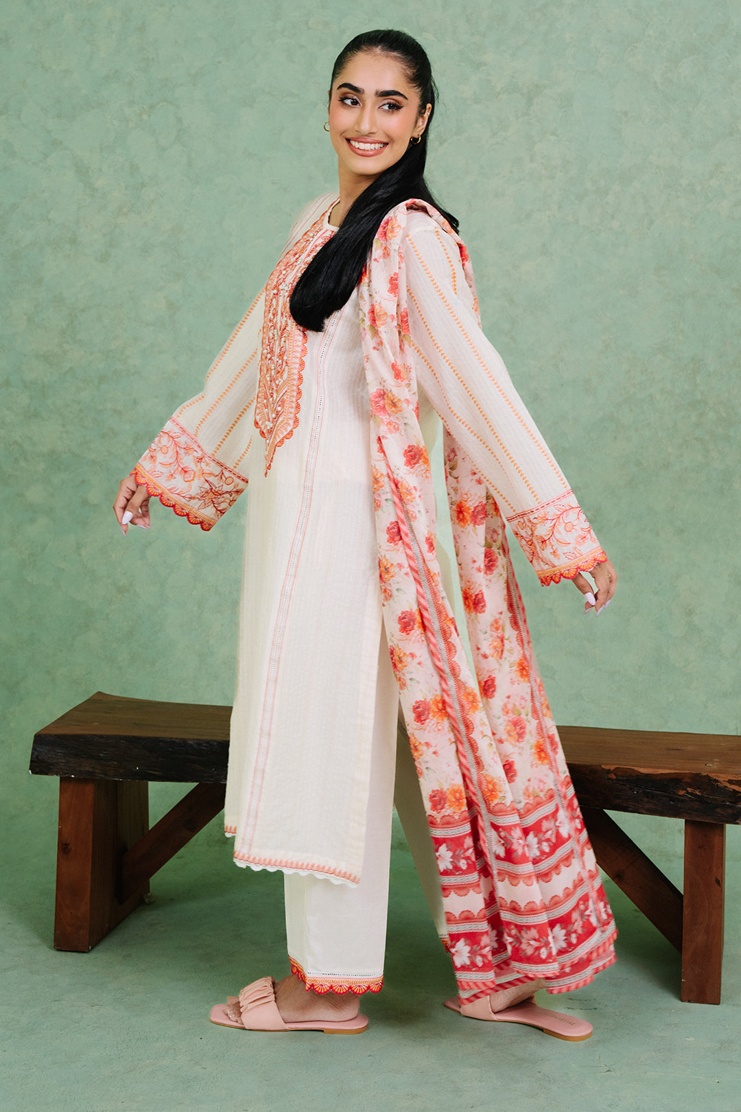 Embroidered  Kurta Dupatta Trouser - 1778