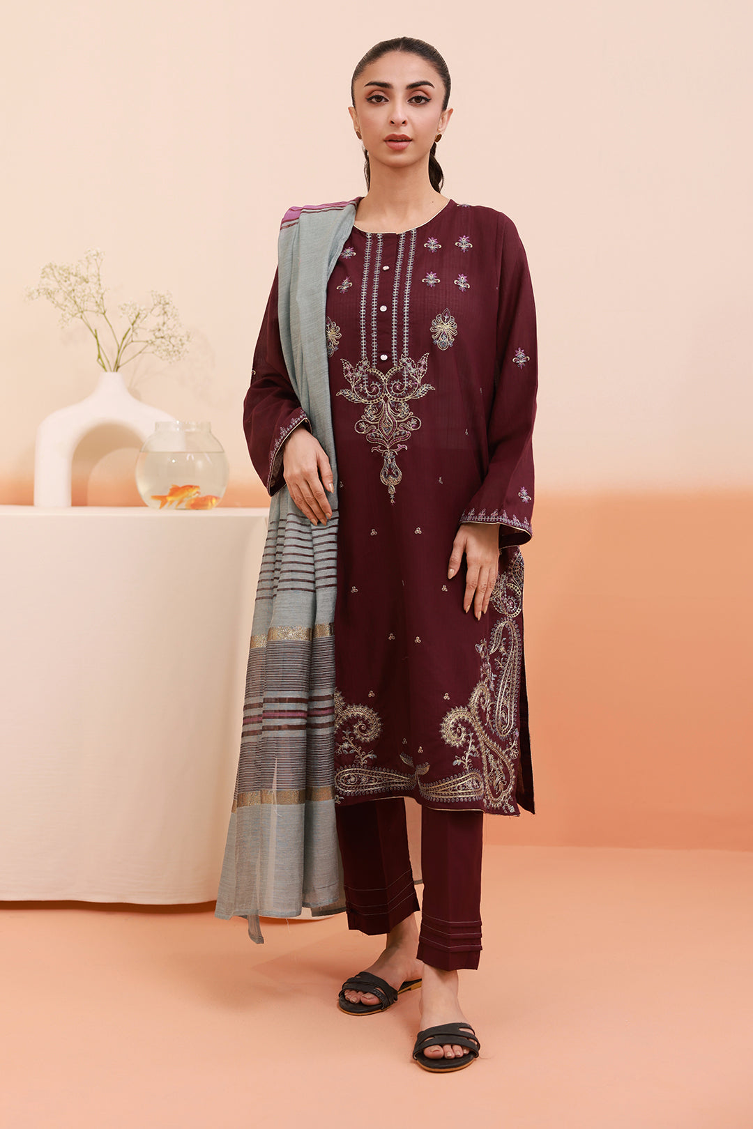 Embroidered Kurta Dupatta Trouser - 1781