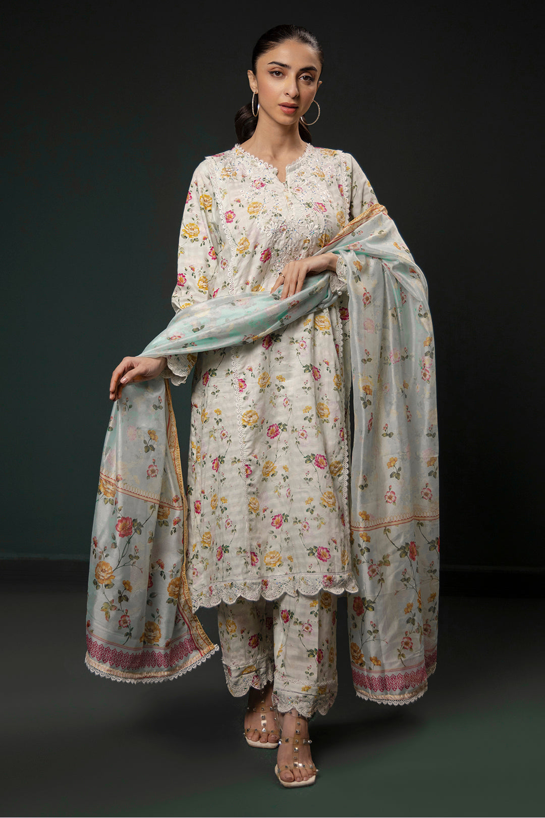 Embroidered Kurta Dupatta Trouser - 1785