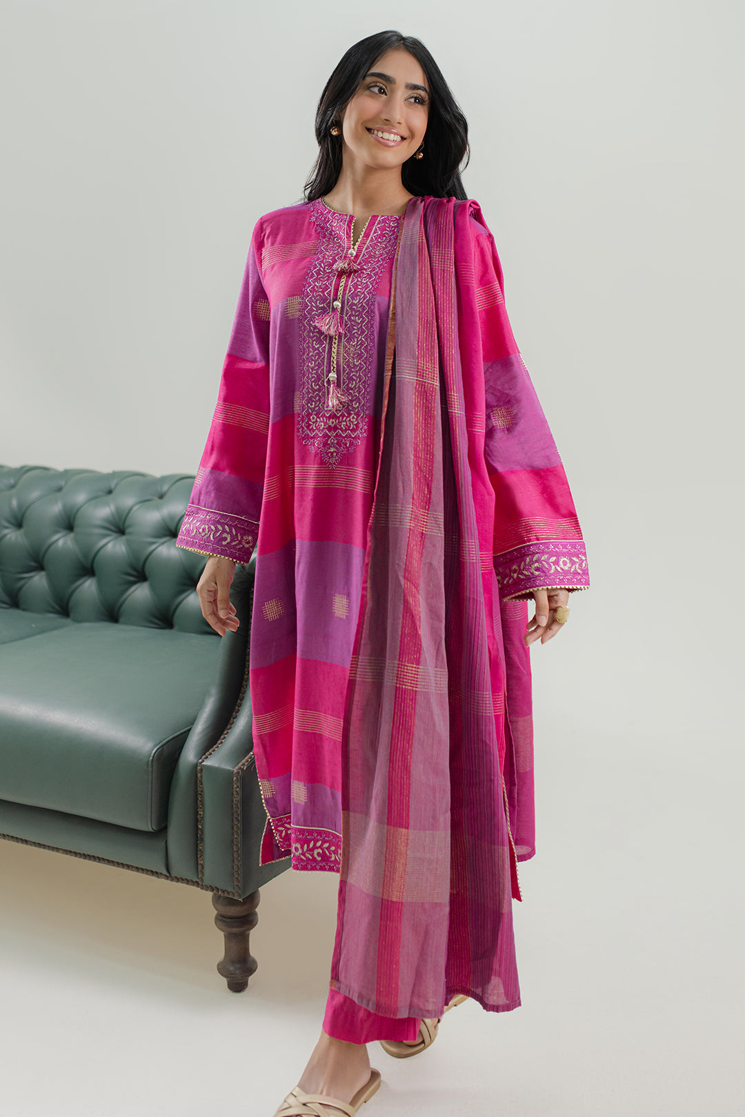Embroidered Kurta Dupatta Trouser - 1789