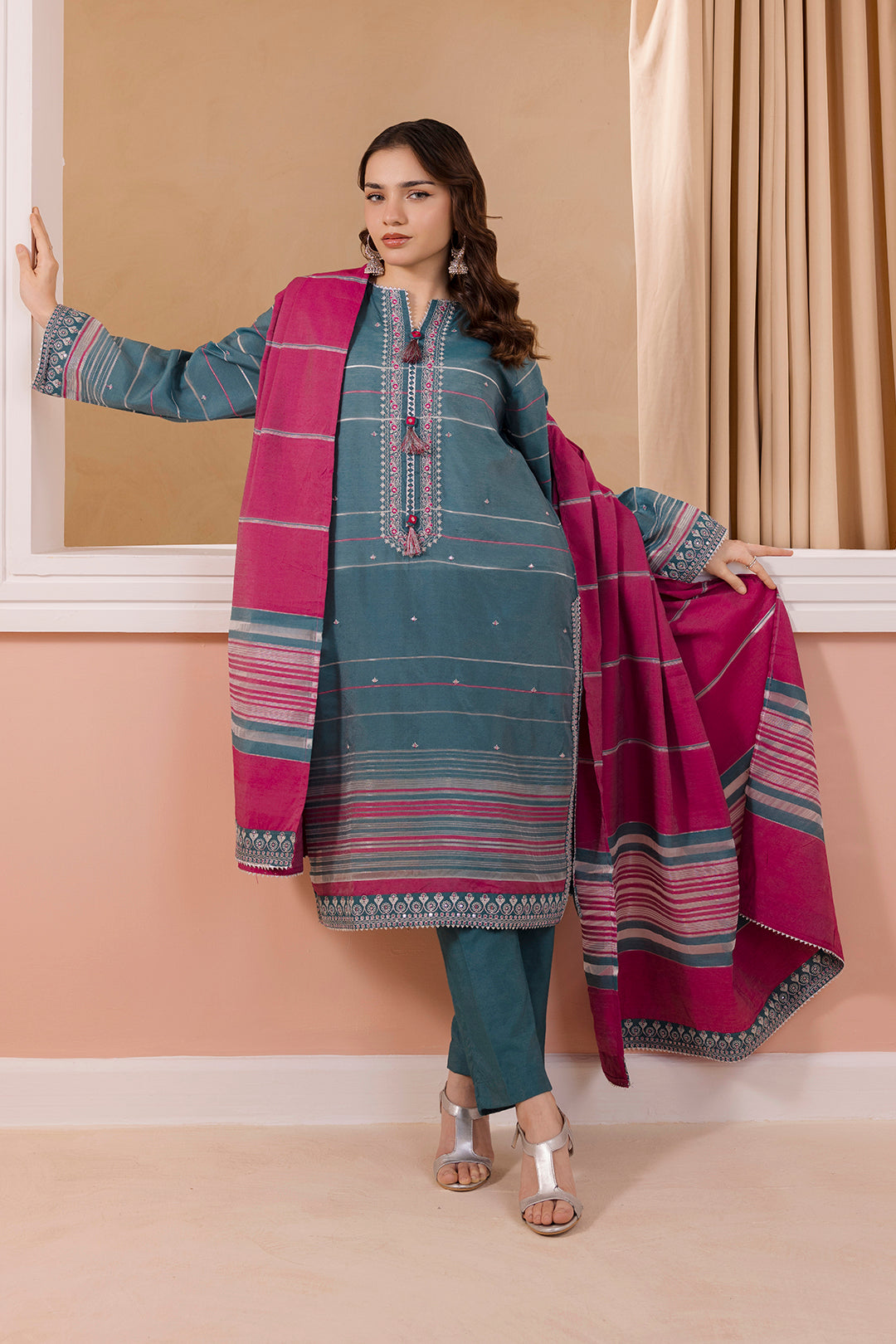 Embroidered Kurta Dupatta Trouser - 1791