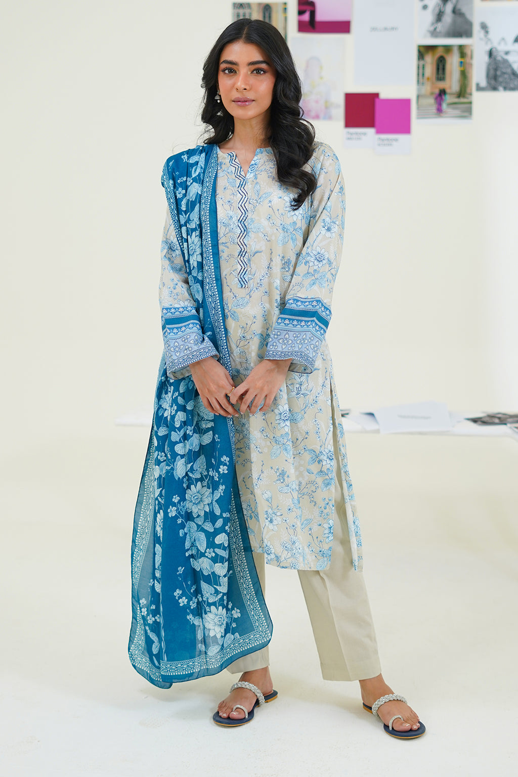 Embroidered Kurta Dupatta Trouser - 1958