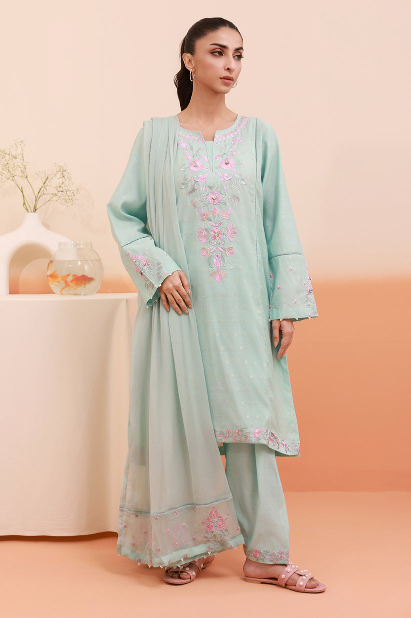 Black Embroidered Straight Kurta Trousers With Dupatta