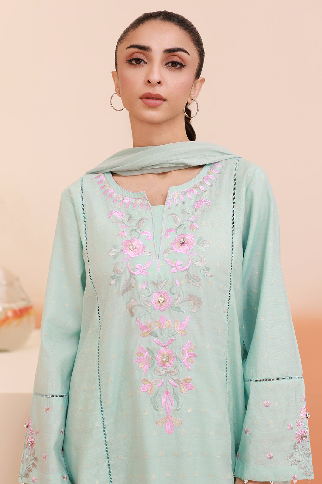 Embroidered Kurta Dupatta Trouser - 1989