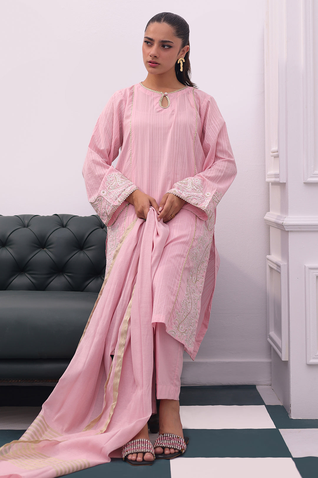 Embroidered Kurta Dupatta Trouser - 2002