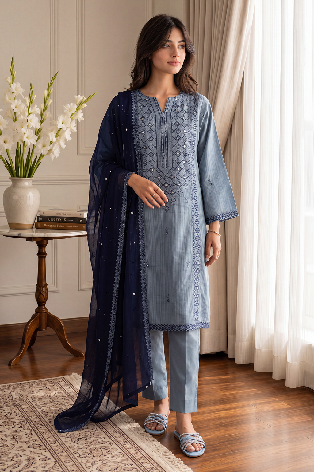 Embroidered Kurta Dupatta Trouser - 2006