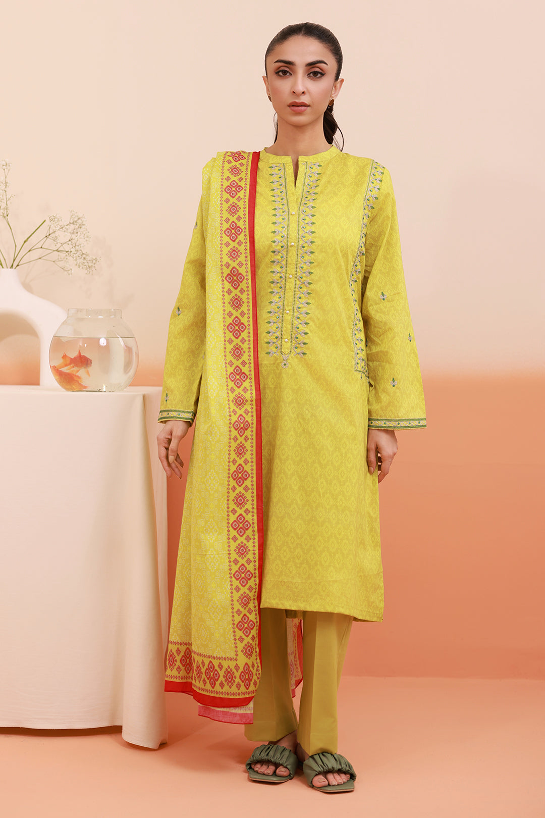 Embroidered Kurta Dupatta Trouser - 2116