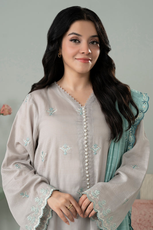 Embroidered Kurta Dupatta Trouser - 2132