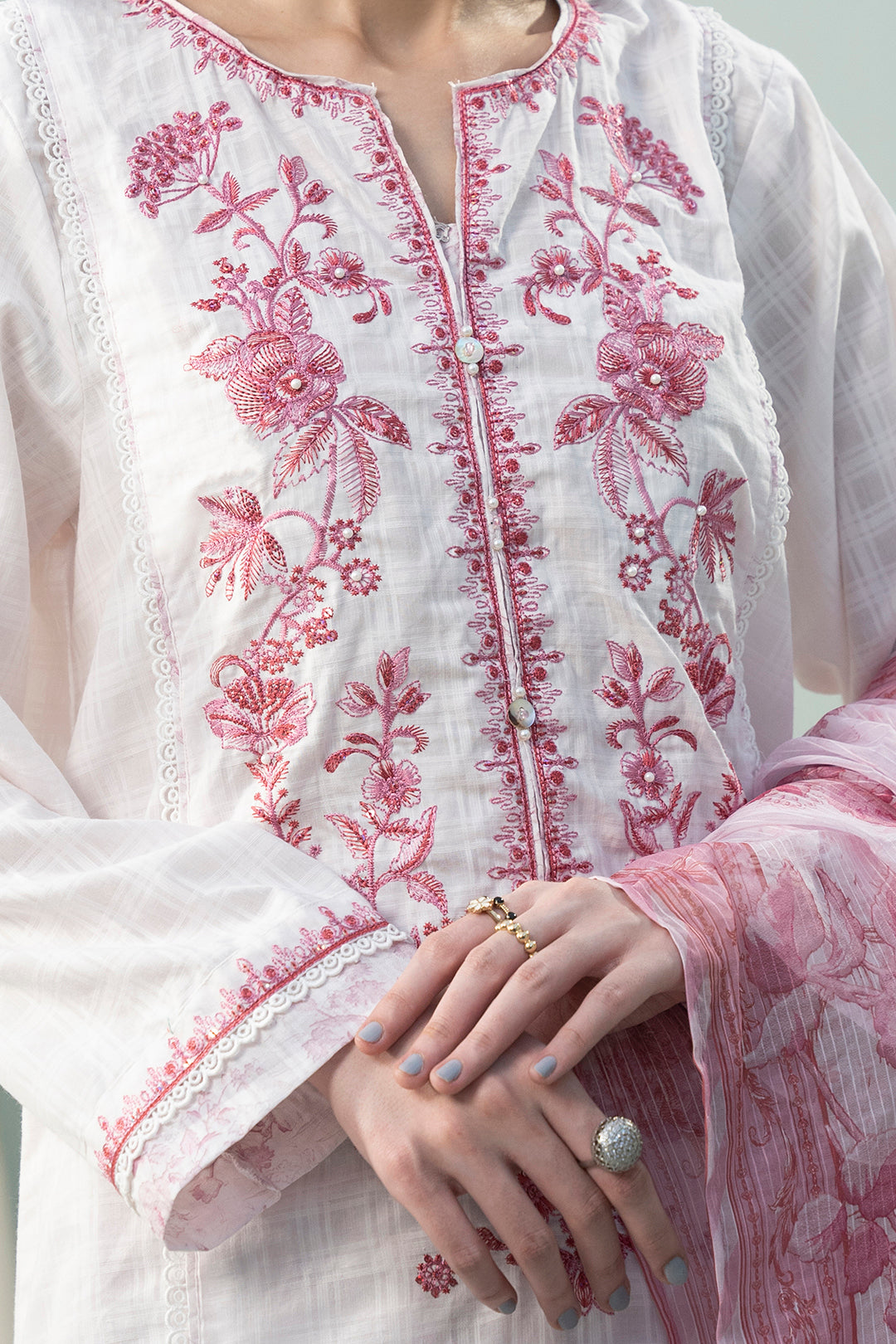 Embroidered Kurta Dupatta Trouser - 2135
