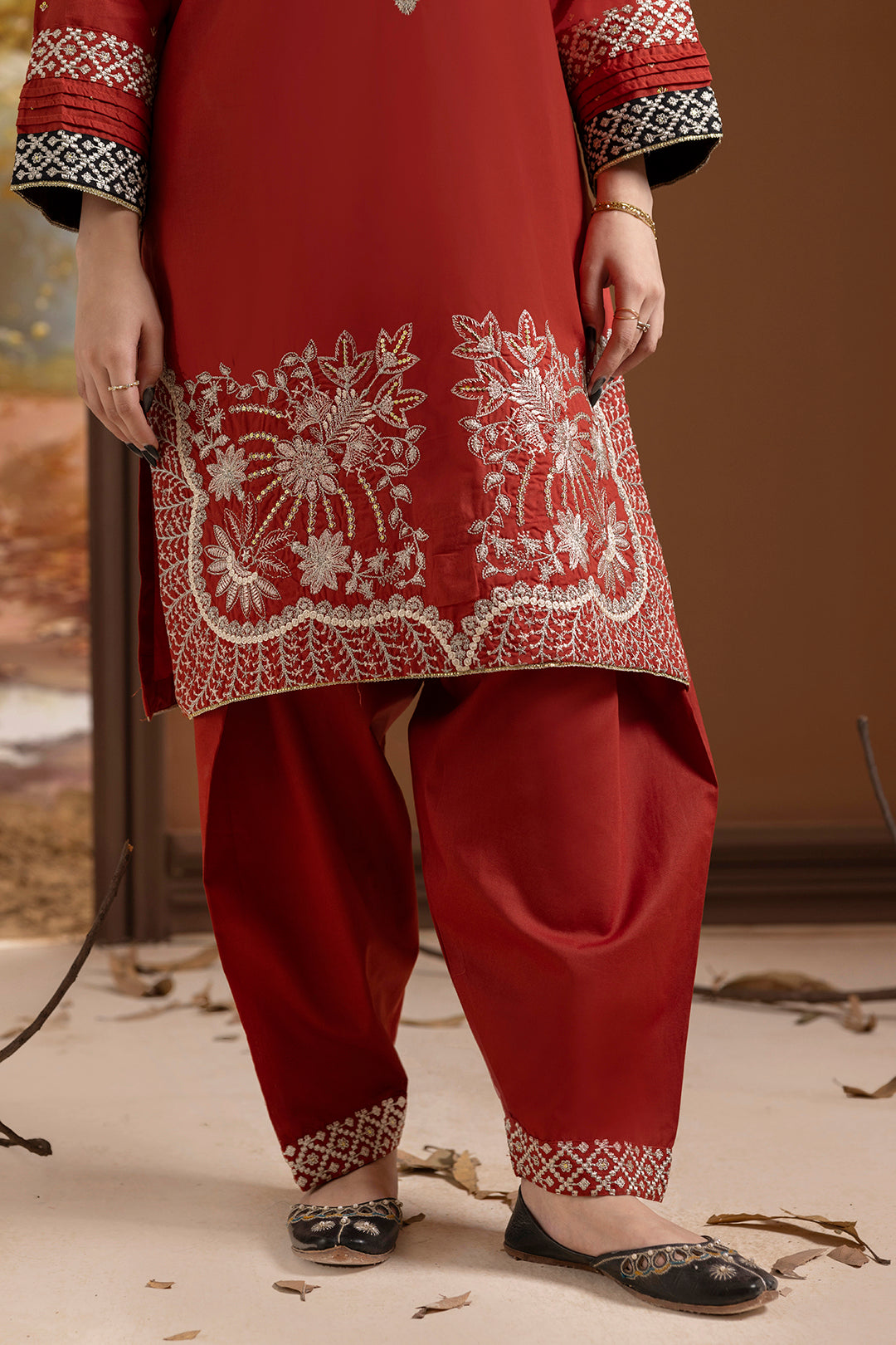 Embroidered Kurta Dupatta Trouser - 2136