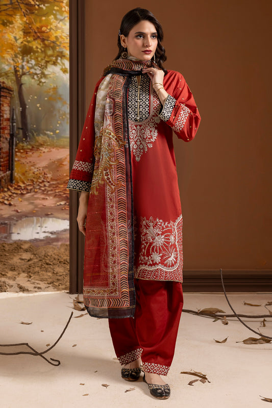 Embroidered Kurta Dupatta Trouser - 2136