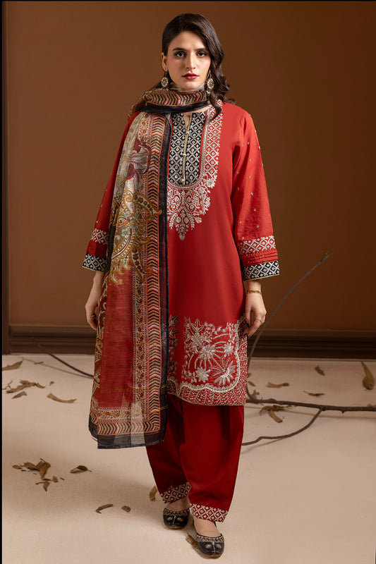 Embroidered Kurta Dupatta Trouser - 2136