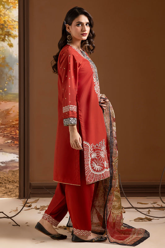Embroidered Kurta Dupatta Trouser - 2136