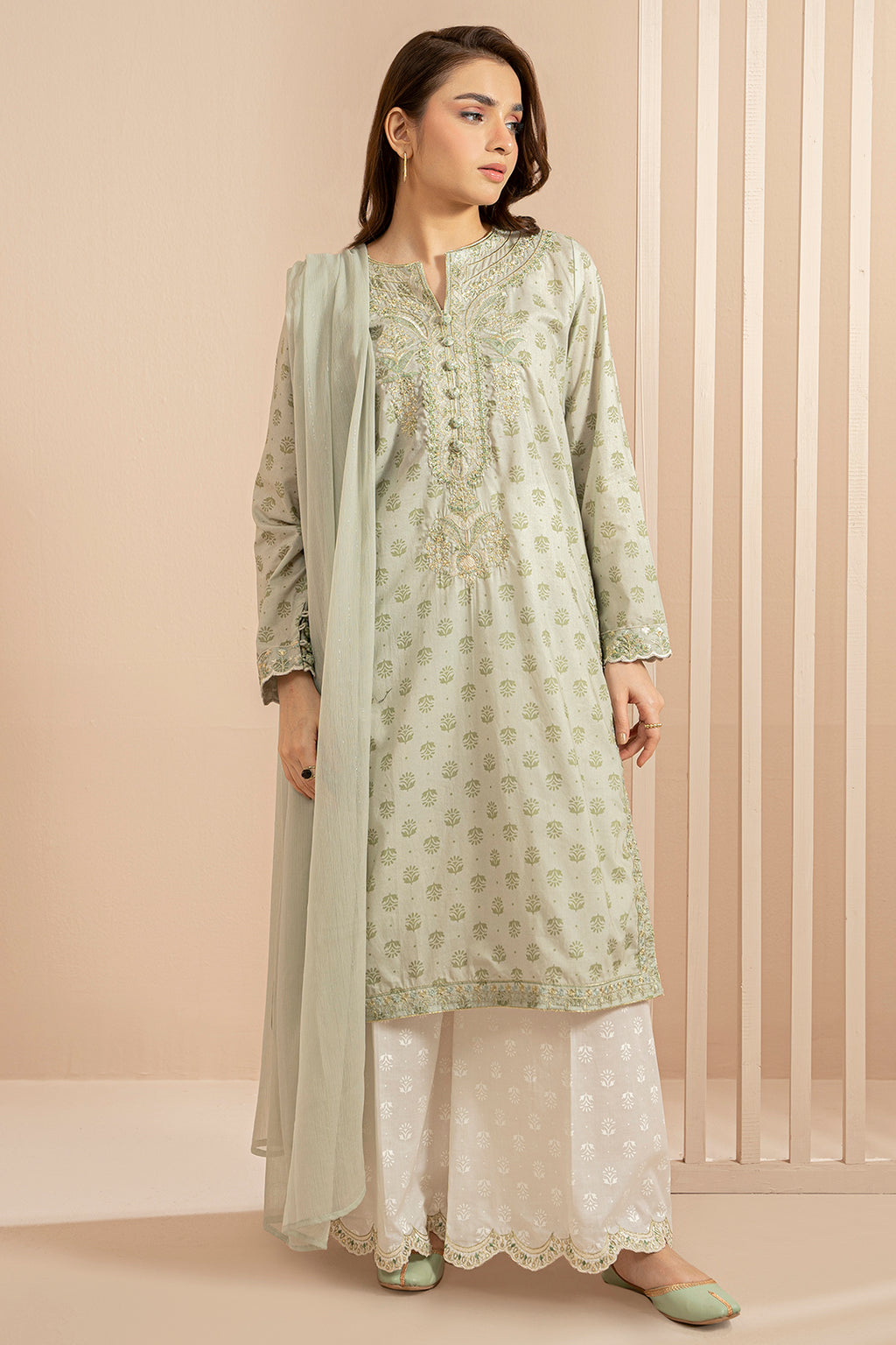 Embroidered Kurta Dupatta Trouser - 2137