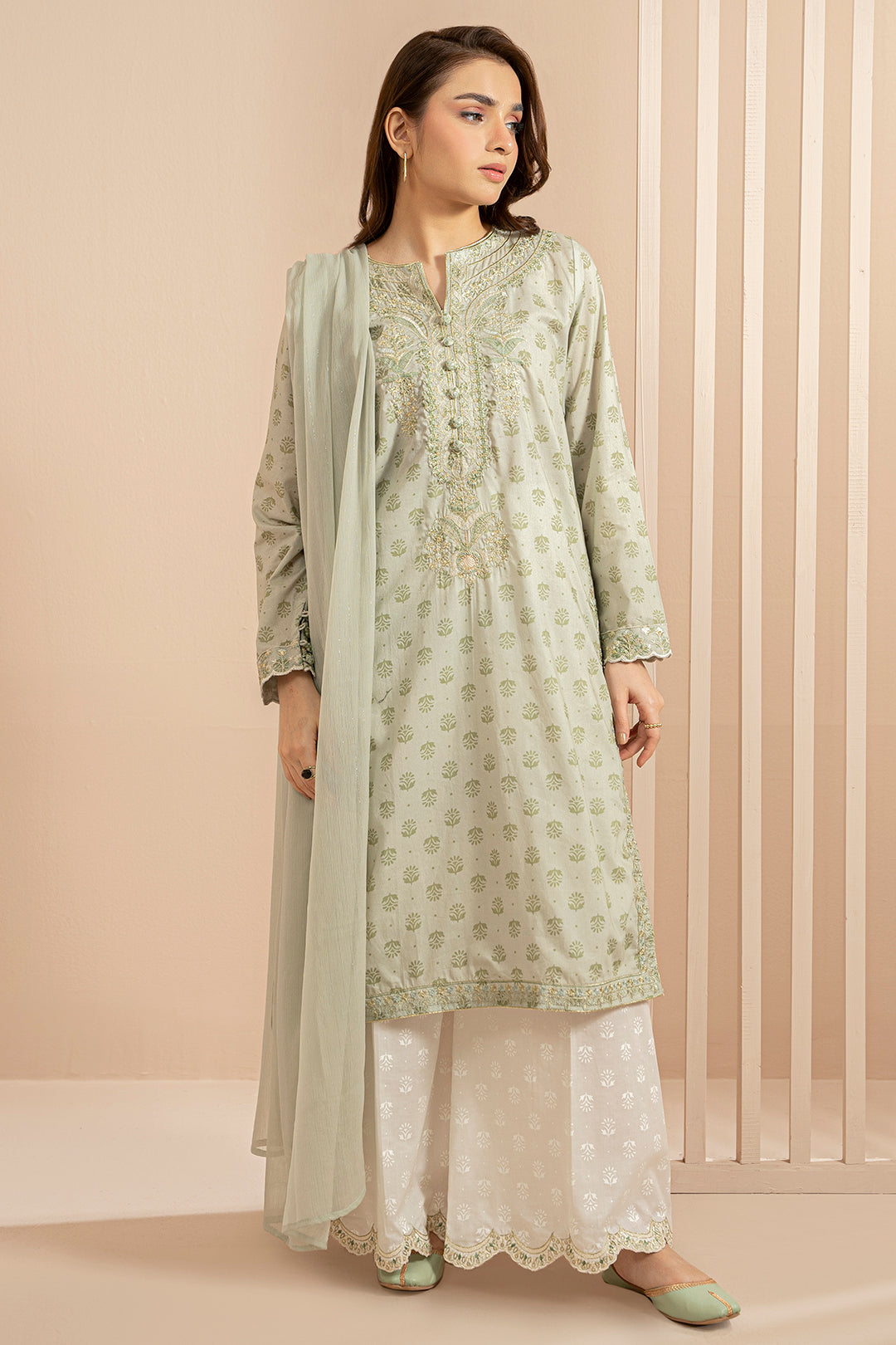 Embroidered Kurta Dupatta Trouser - 2137