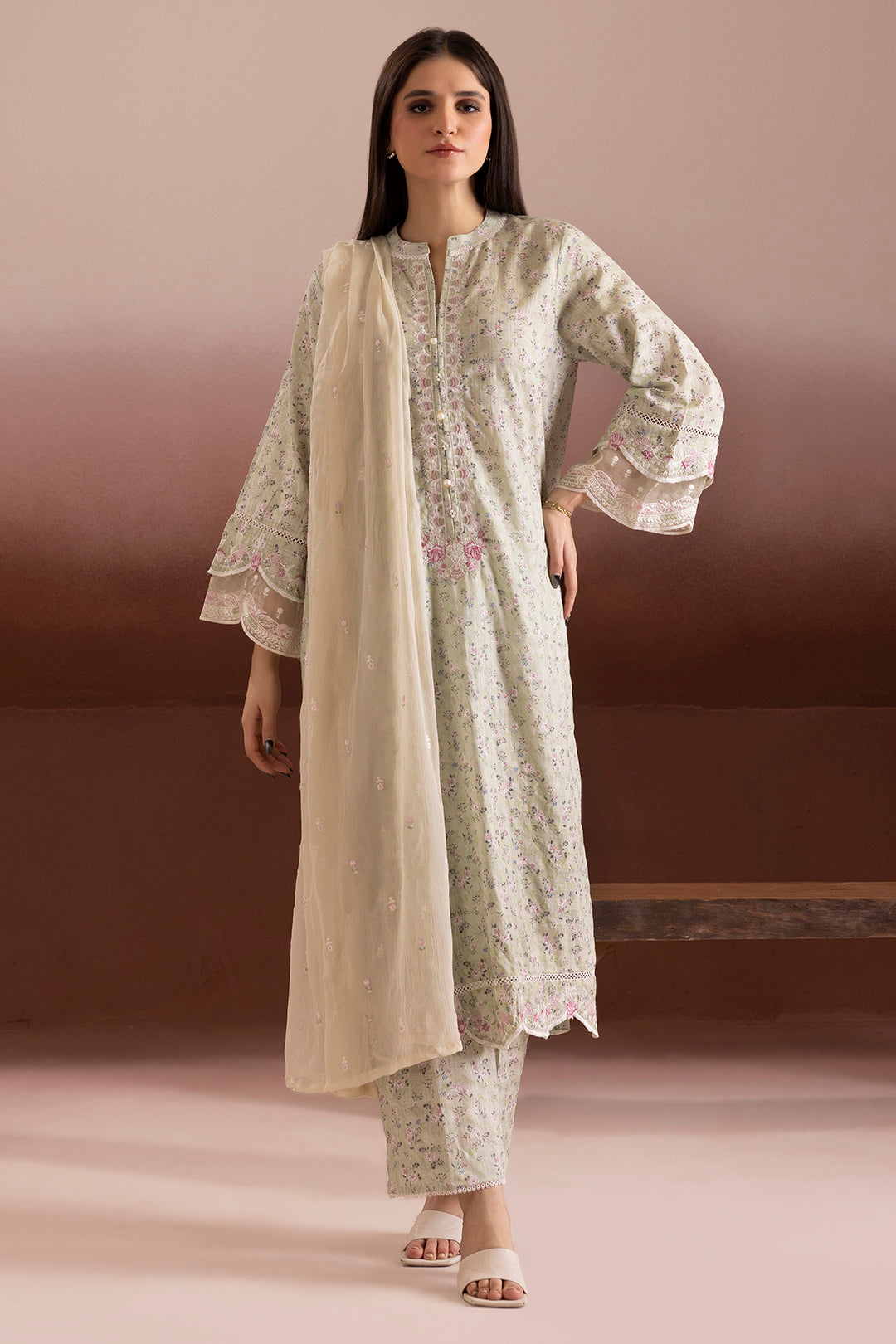 Embroidered Kurta Dupatta Trouser - 2267