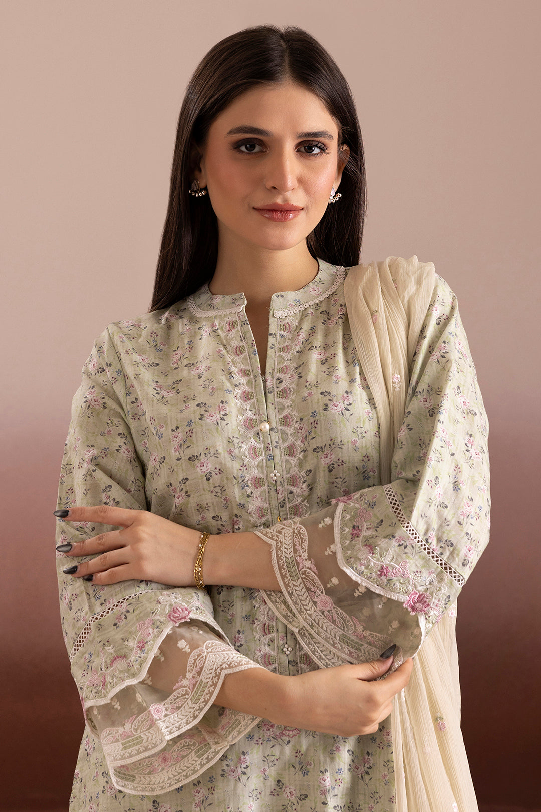 Embroidered Kurta Dupatta Trouser - 2267