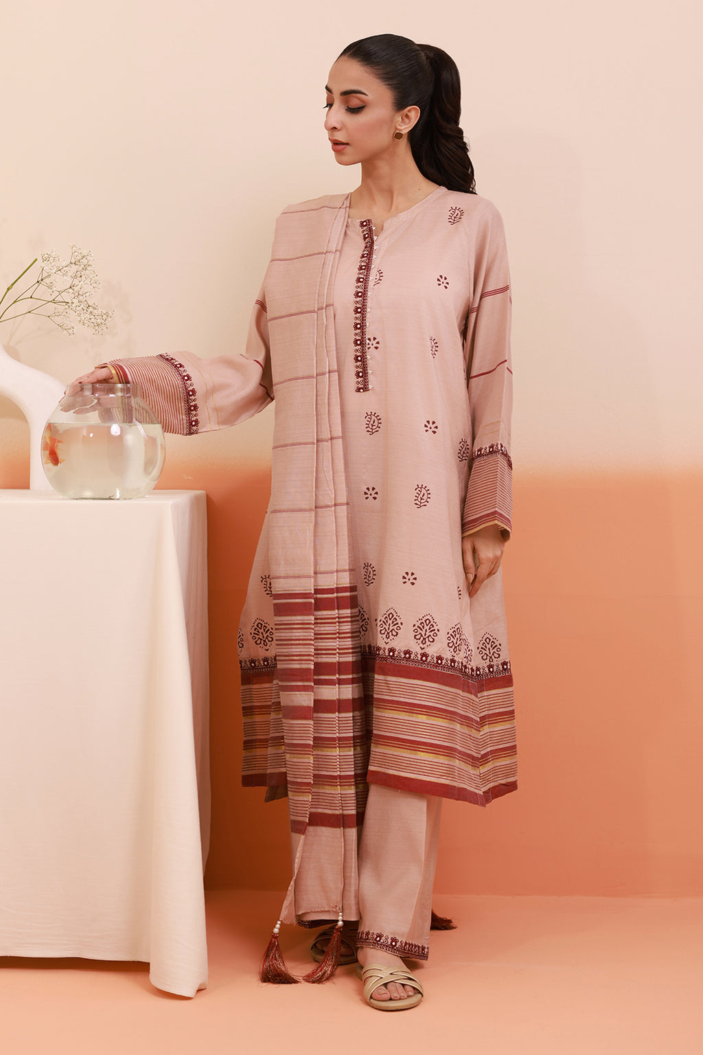 Embroidered Kurta Dupatta Trouser - 2272