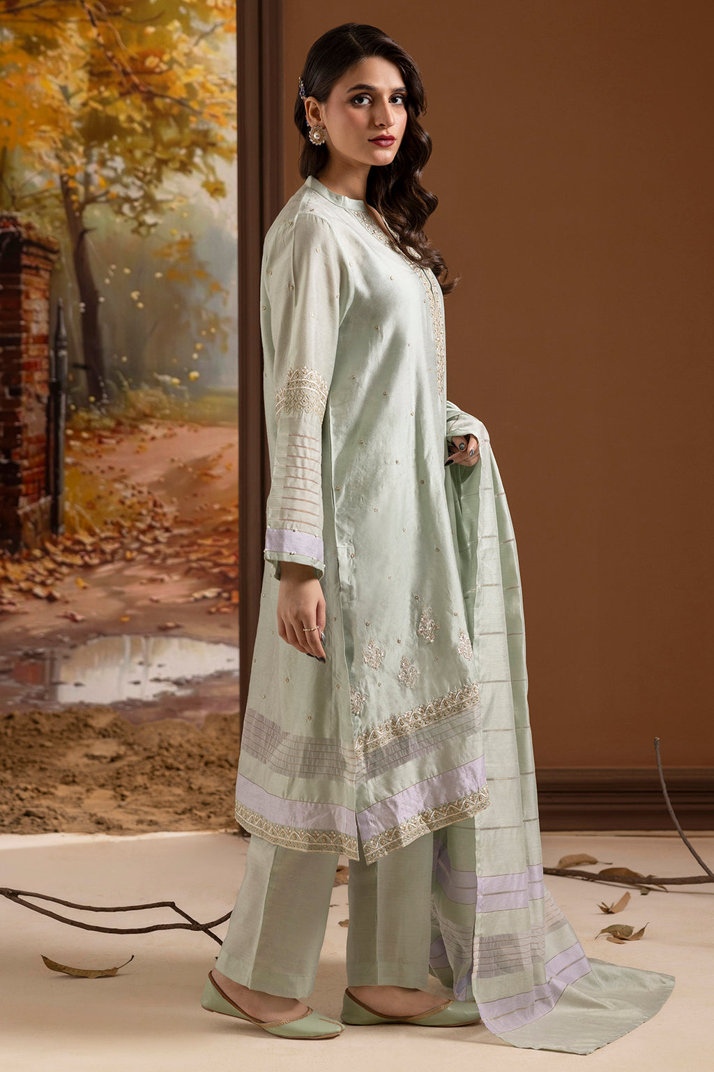 Embroidered Kurta Dupatta Trouser - 2505