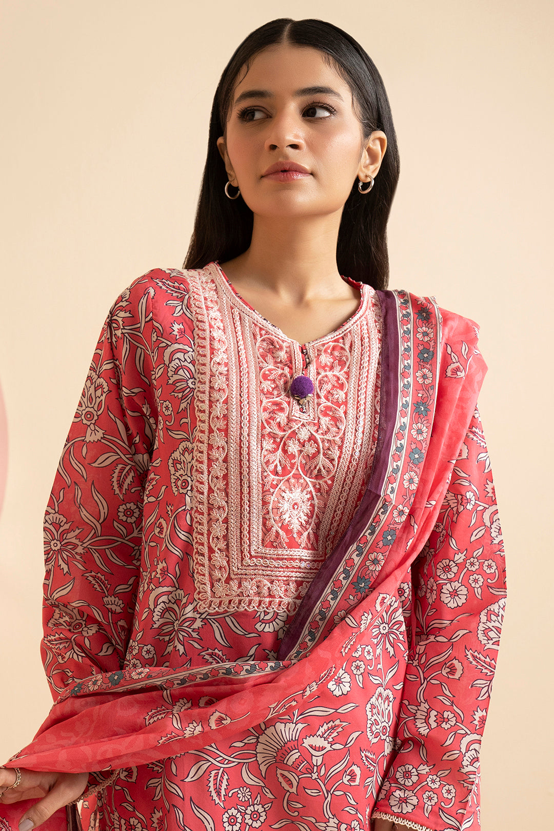 Embroidered Kurta Dupatta - 1476