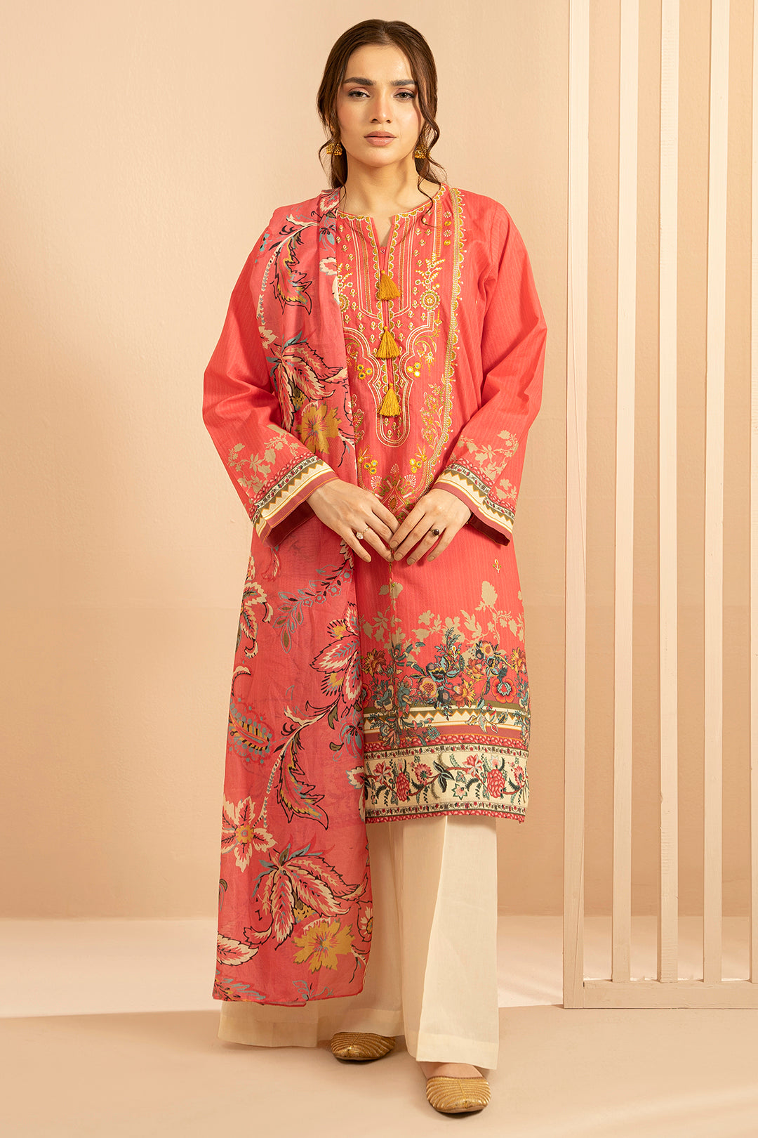 Embroidered Kurta Dupatta - 1477